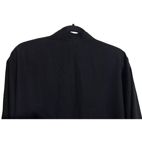 Vintage Black Cheongsam Jacket With White Pattern Accents & Frog Closures Size L - Picture 8 of 9